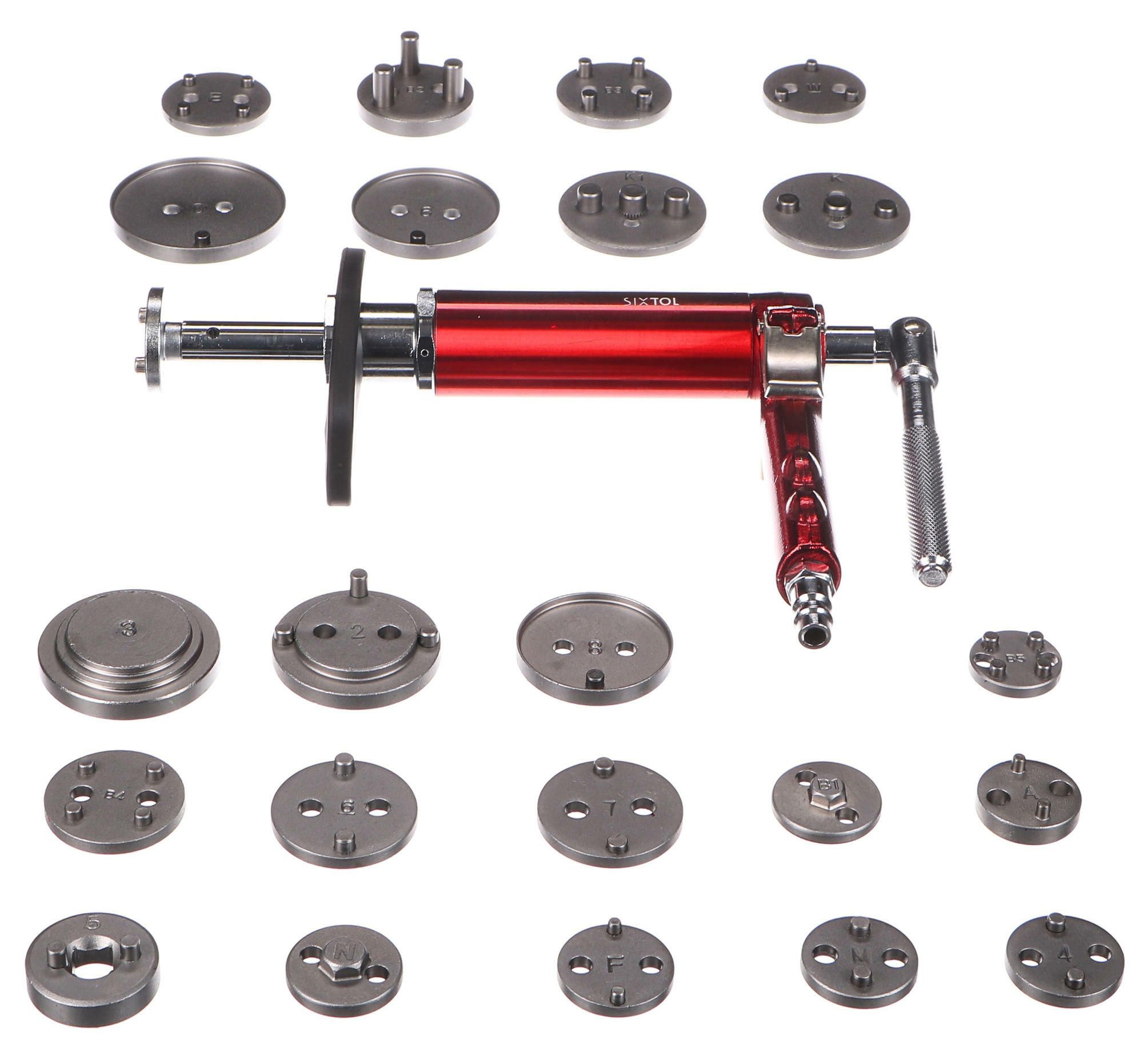 E-shop Pneumatický stlačovák brzdových pístů MECHANIC BRAKE SET PNEU 23, sada 23ks SIXTOL