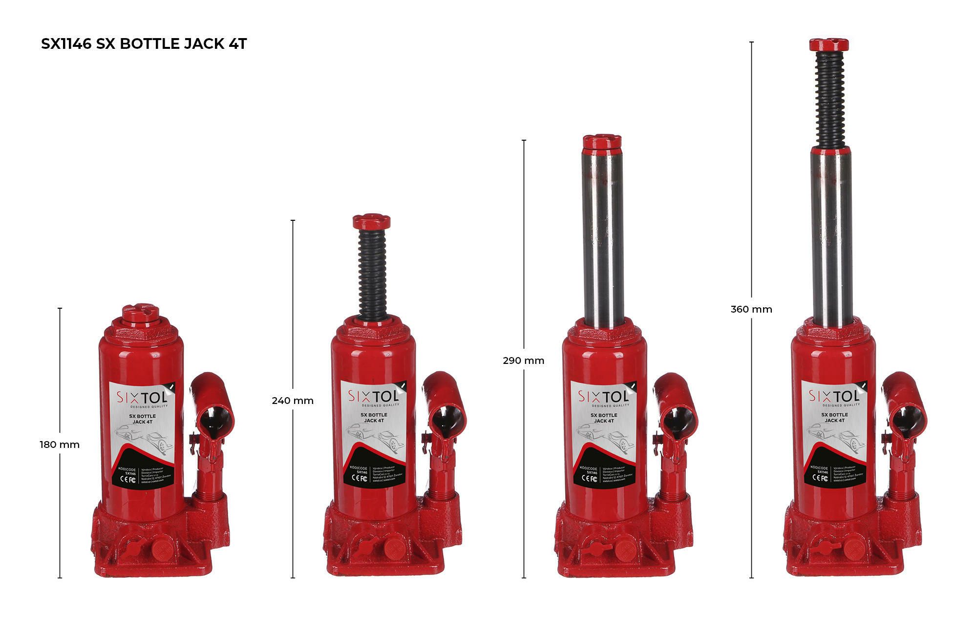 E-shop Hydraulický zvedák panenka SX BOTTLE JACK 4T - poškozený obal SIXTOL