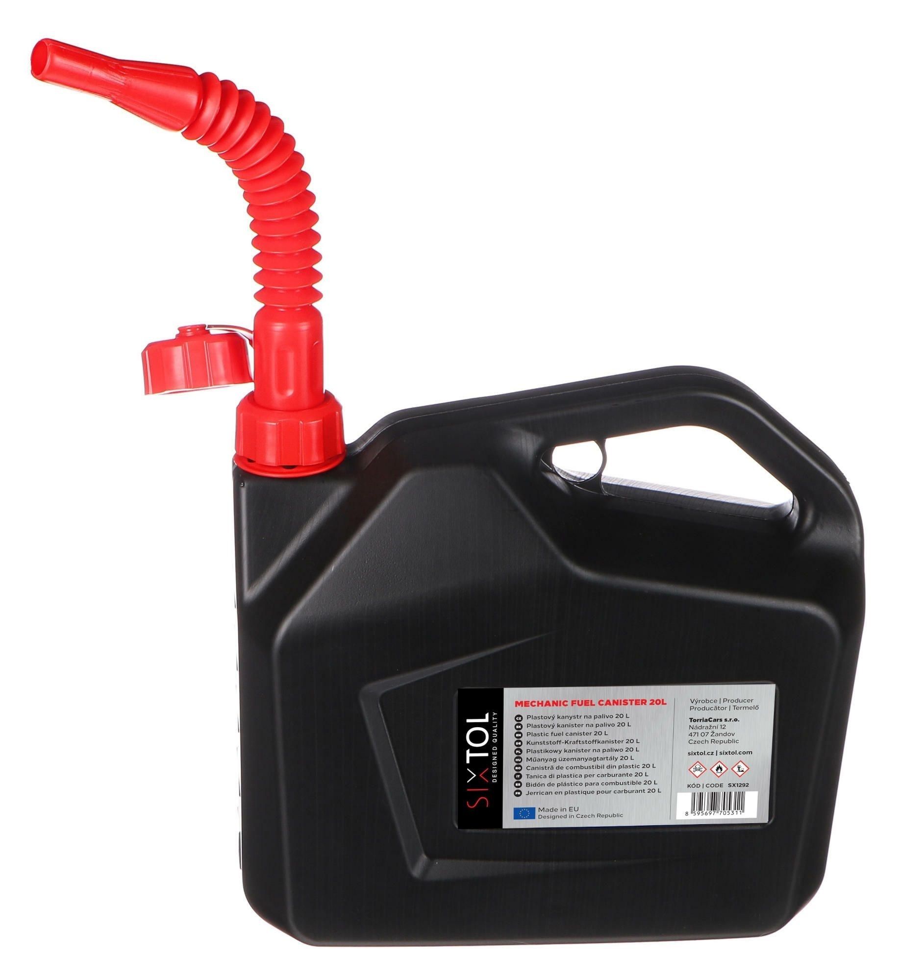 E-shop Kanystr plastový MECHANIC FUEL CANISTER 20L, černý SIXTOL