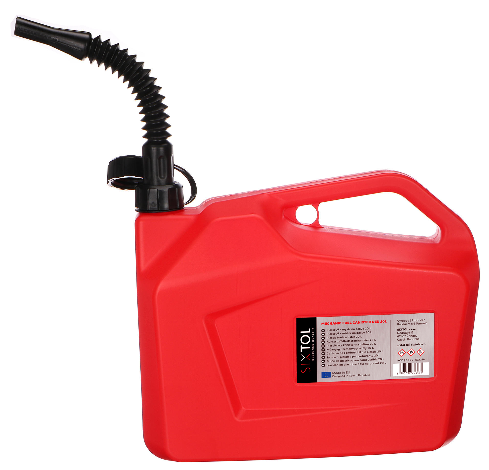 E-shop Kanystr plastový MECHANIC FUEL CANISTER RED 20L, červený SIXTOL