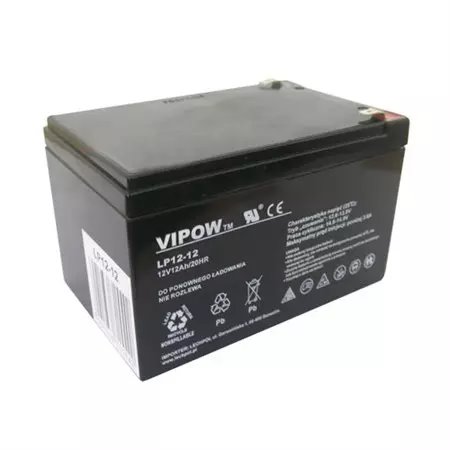 E-shop Batéria olovená 12V/12Ah VIPOW BAT0216 bezúdržbový akumulátor