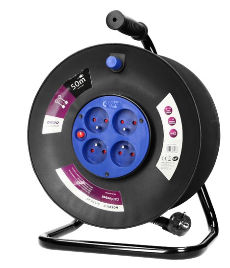 E-shop Bubnový predlžovací kábel ORNO OR-AE-13153/50M 50m, so 4 zásuvkami, PVC, H05VV-F 3x1,5mm2