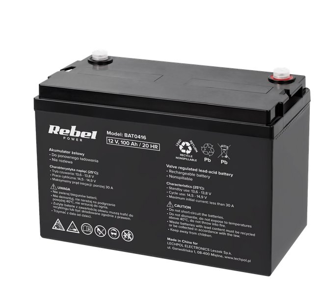 E-shop Batéria olovená 12V/100Ah REBEL BAT0416 gélový akumulátor