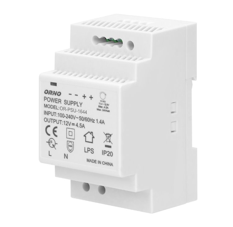 E-shop Napájací zdroj ORNO OR-PSU-1644, 12V/4,5A, 54W, na DIN lištu OR-PSU-1644