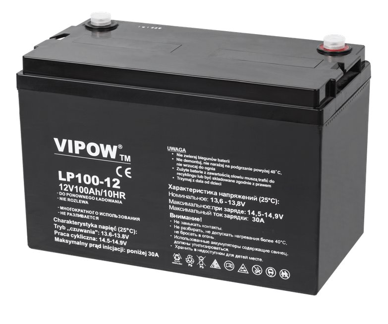 E-shop REBEL Batéria olovená 12V/100Ah VIPOW BAT0225 gélový akumulátor