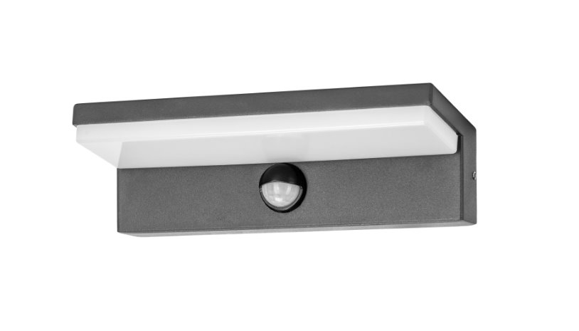E-shop Vonkajšie svietidlo nástenné s PIR ORNO Adviti AD-OP-6576BLPMR4, PACHIRA LED 9W, 500lm, IP54, 4000K, čierne