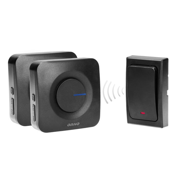 E-shop Bezdrôtový zvonček 2x prijímač + 1x tlačidlo ORNO OR-DB-MT-165, dosah až 200m, čierna
