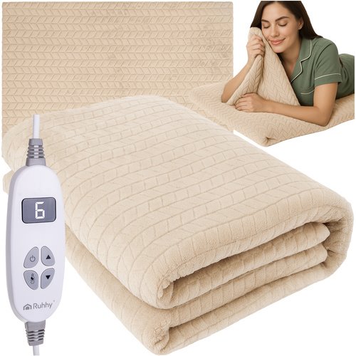E-shop Elektrický vyhrievaná deka s reguláciou teploty 180x130 cm Ruhhy 26224, béžová
