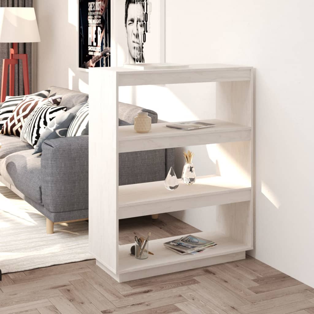 E-shop Multidom Knižnica/deliaca stena biela 80x35x103 cm masívna borovica