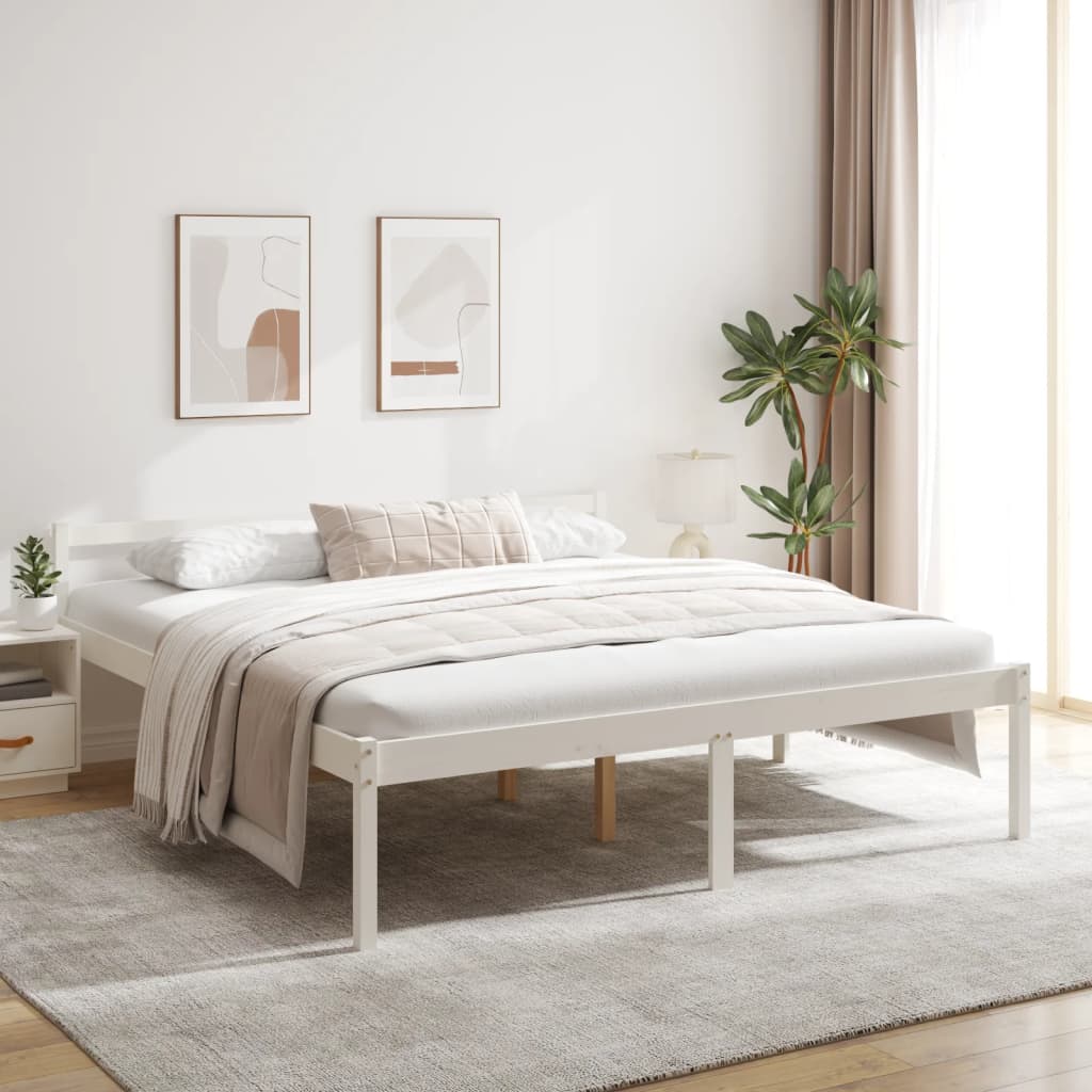 E-shop Multidom Posteľ pre seniorov, biela 200x200 cm, borovicový masív
