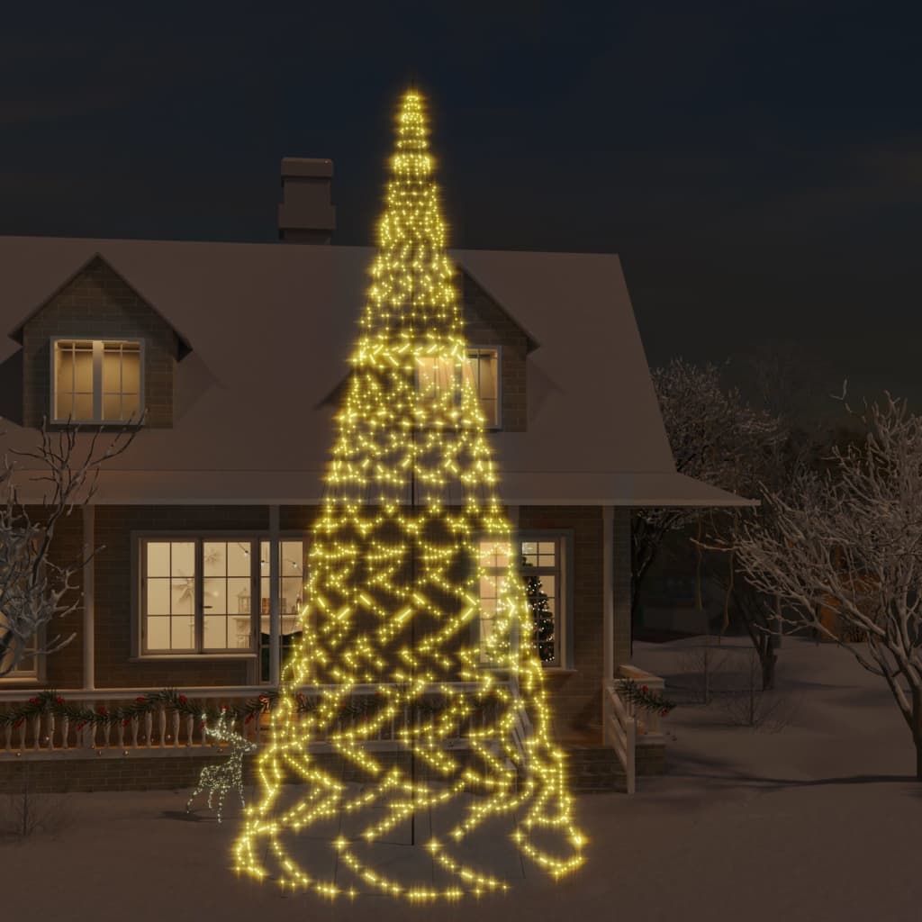 E-shop Multidom Vianočný stromček na stožiari teplé biele svetlo 3000 LED 800cm
