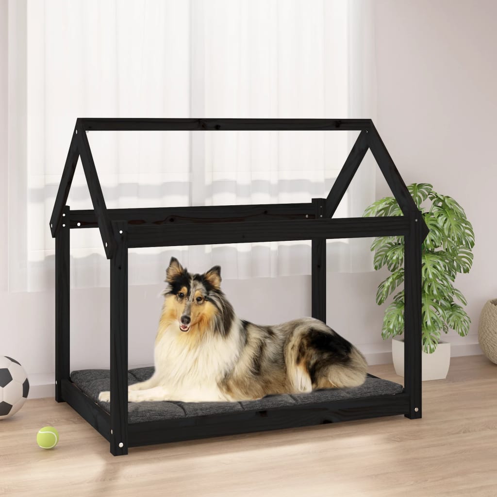 E-shop Multidom Posteľ pre psa čierna 101x70x90 cm borovicový masív