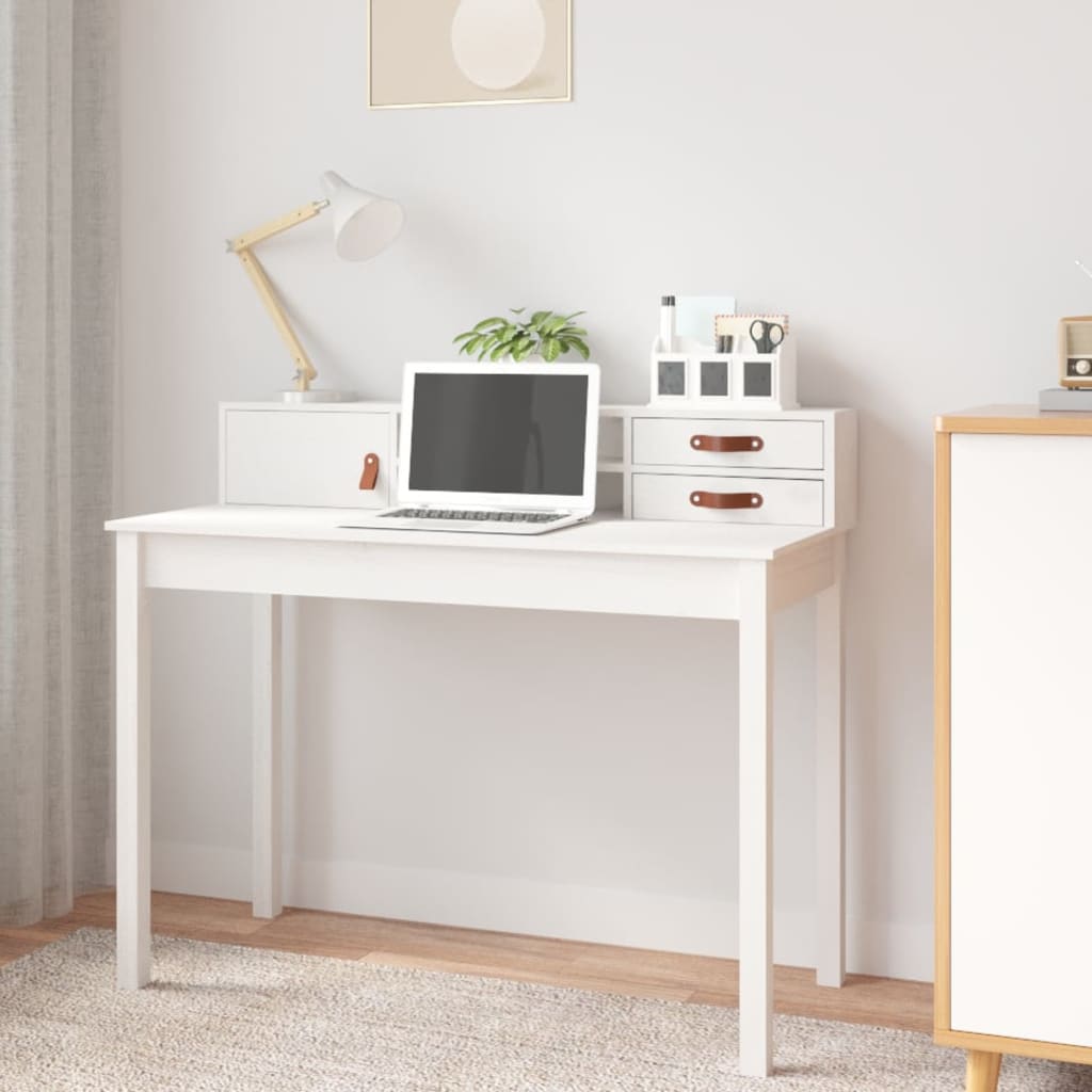 E-shop Multidom Stolík biely 110x50x93 cm masívne borovicové drevo