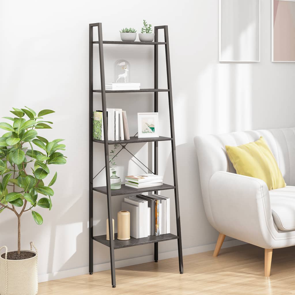 E-shop Multidom 5-poschodová rebríková polica čierna 56x35x174 cm