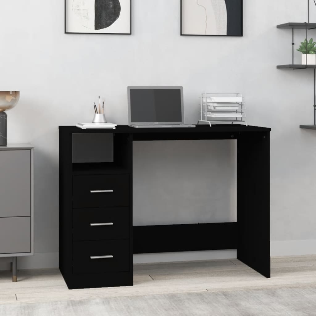 E-shop Multidom Stolík so zásuvkami čierny 102x50x76 cm spracované drevo