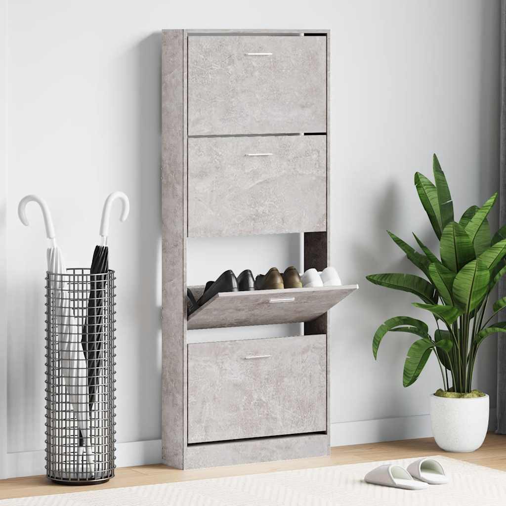 E-shop Multidom Botník betónovo sivý 59x17x150 cm spracované drevo