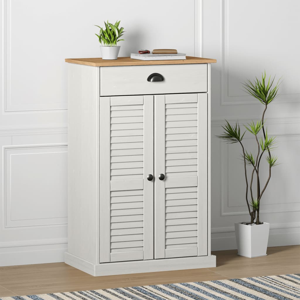 E-shop Multidom Skrinka na topánky VIGO biela 60x35x96 cm masívna borovica