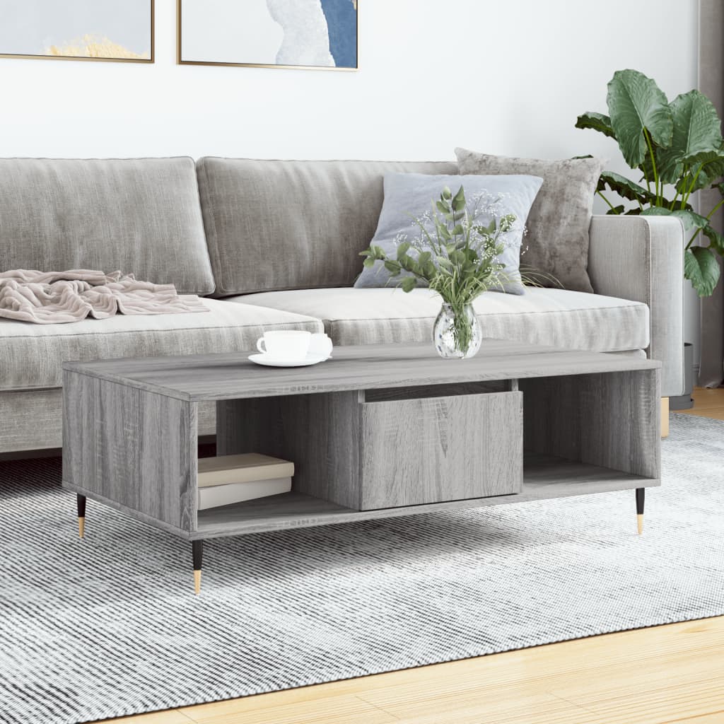 E-shop Multidom Konferenčný stolík sivý sonoma 104x60x35 cm kompozitné drevo