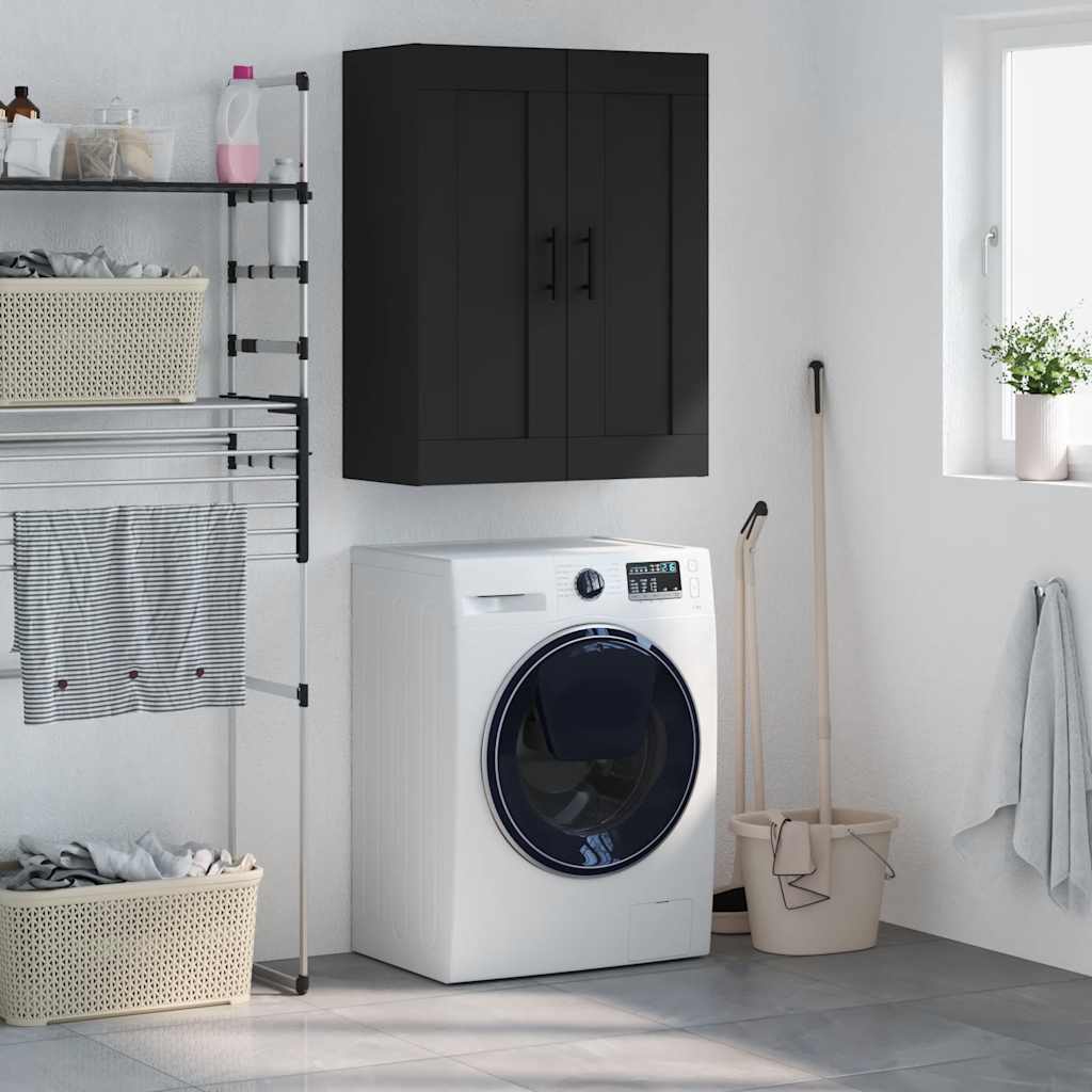 E-shop Multidom Nástenná skrinka čierna 69,5x34x90 cm kompozitné drevo