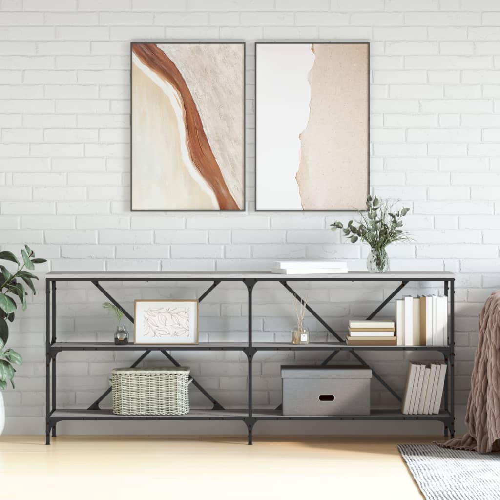 E-shop Multidom Konferenčný stolík sivý sonoma 180x30x75cm kompoz. drevo železo