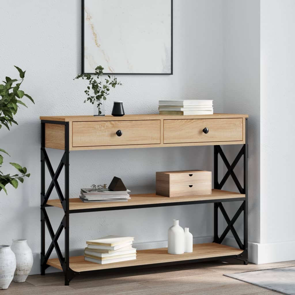 E-shop Multidom Konzolový stolík dub sonoma 100x28x75 cm kompozitné drevo