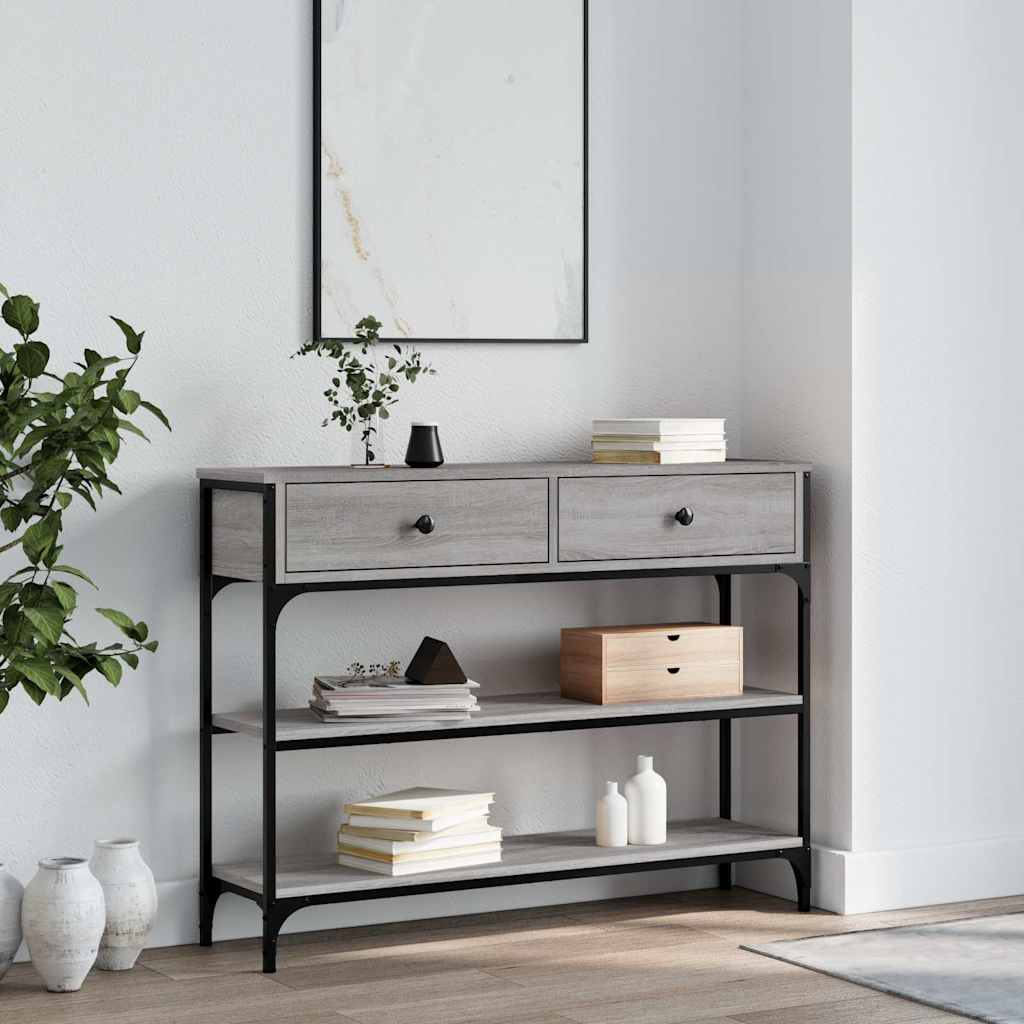 E-shop Multidom Konzolový stolík sivý sonoma 100x25x75 cm kompozitné drevo