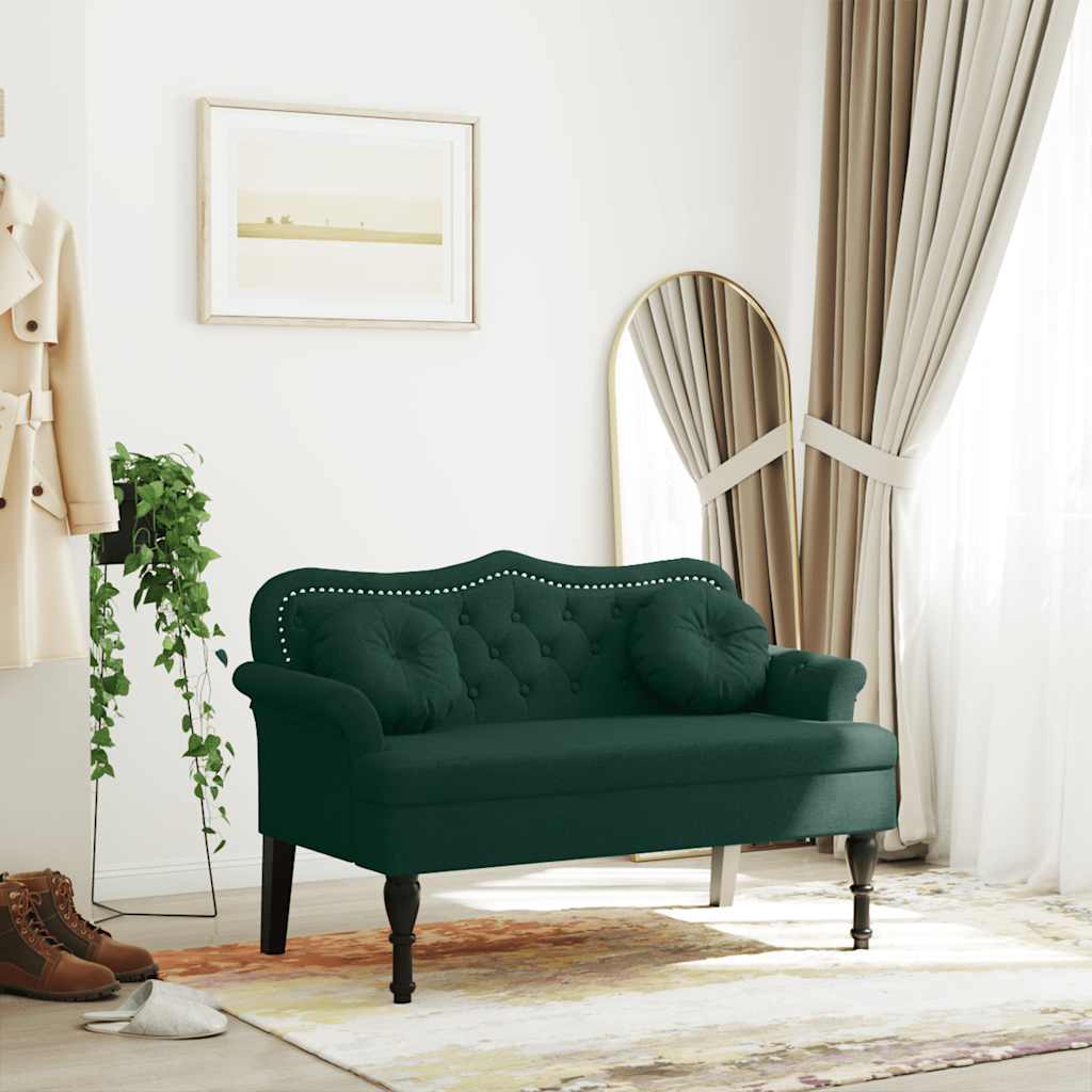 E-shop Multidom Lavica s vankúšmi, tmavozelená, 120,5x65x75 cm, zamat
