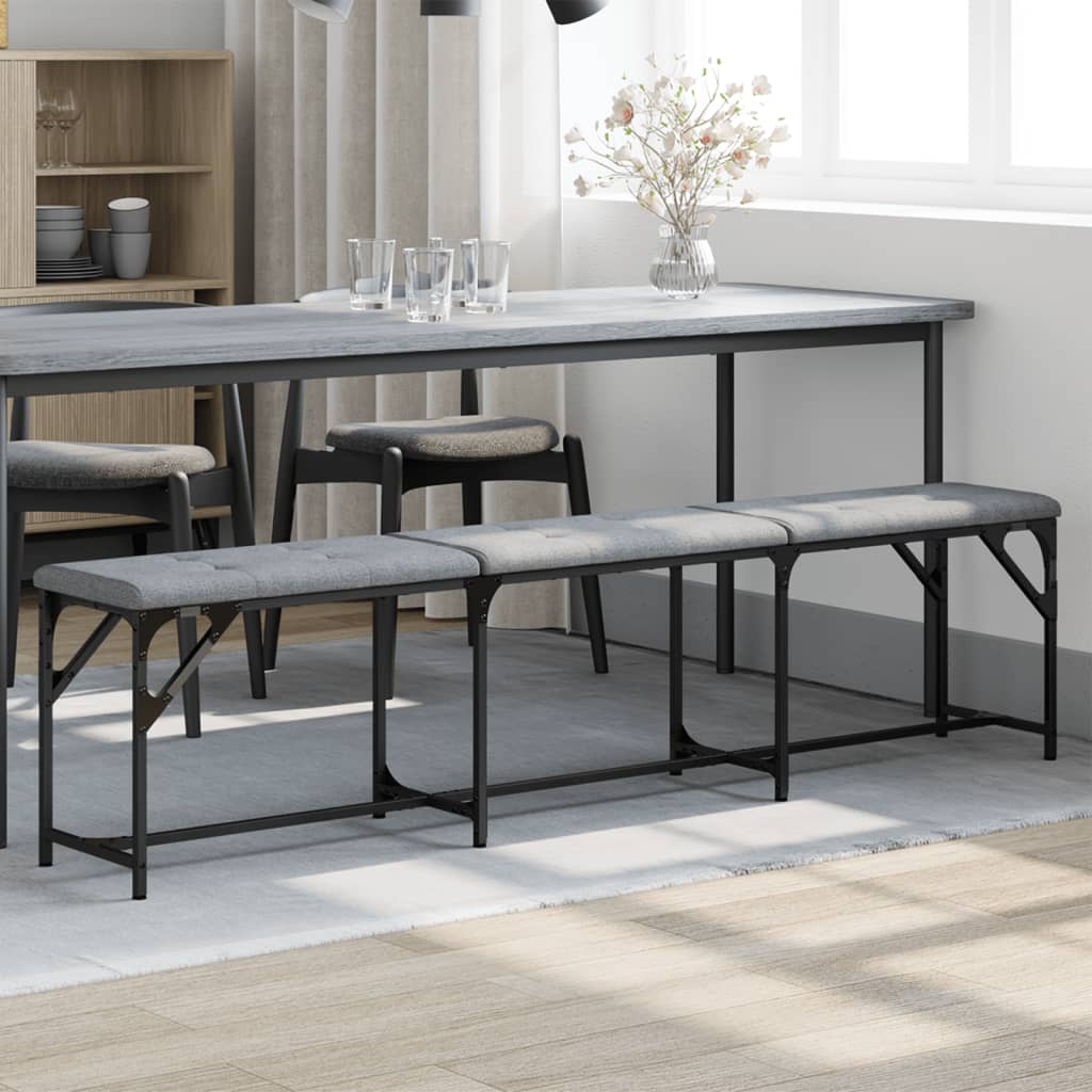 E-shop Multidom Jedálenská lavica bledosivá 186x32x45 cm oceľ a látka