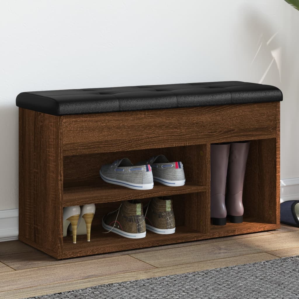 E-shop Multidom Lavička na topánky hnedý dub 82x32x45,5 cm kompozitné drevo