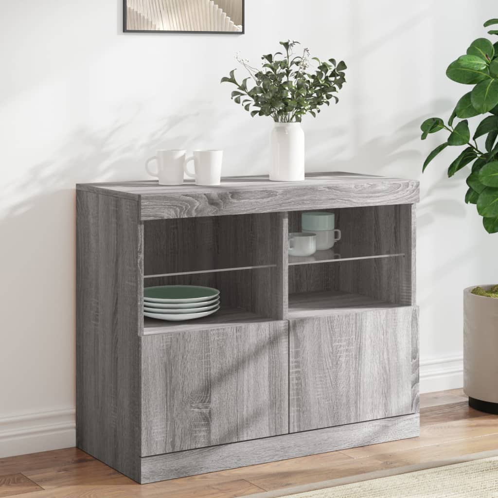 E-shop Multidom Komoda s LED svetlami sivá sonoma 81x37x67 cm