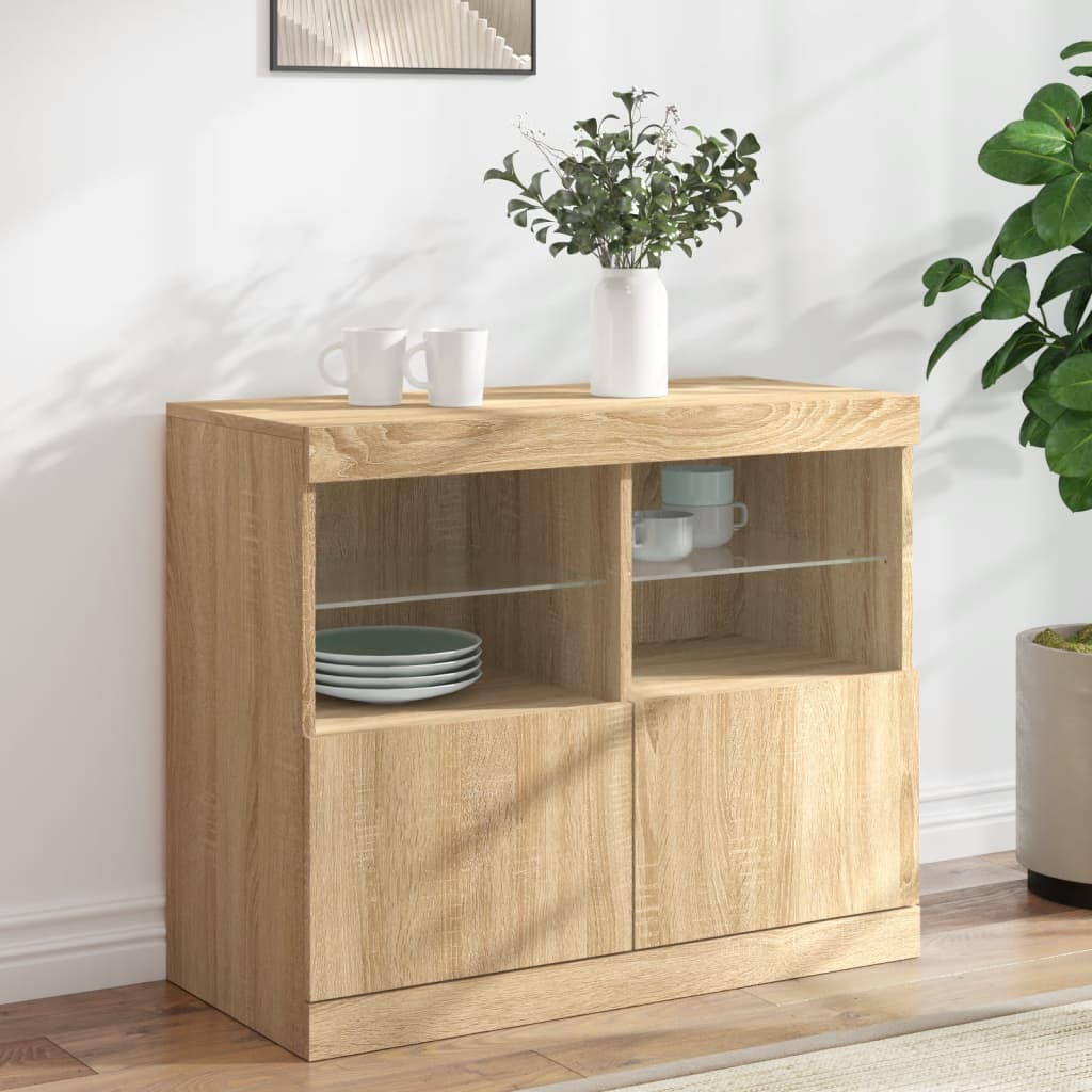 E-shop Multidom Komoda s LED svetlami dub sonoma 81x37x67 cm
