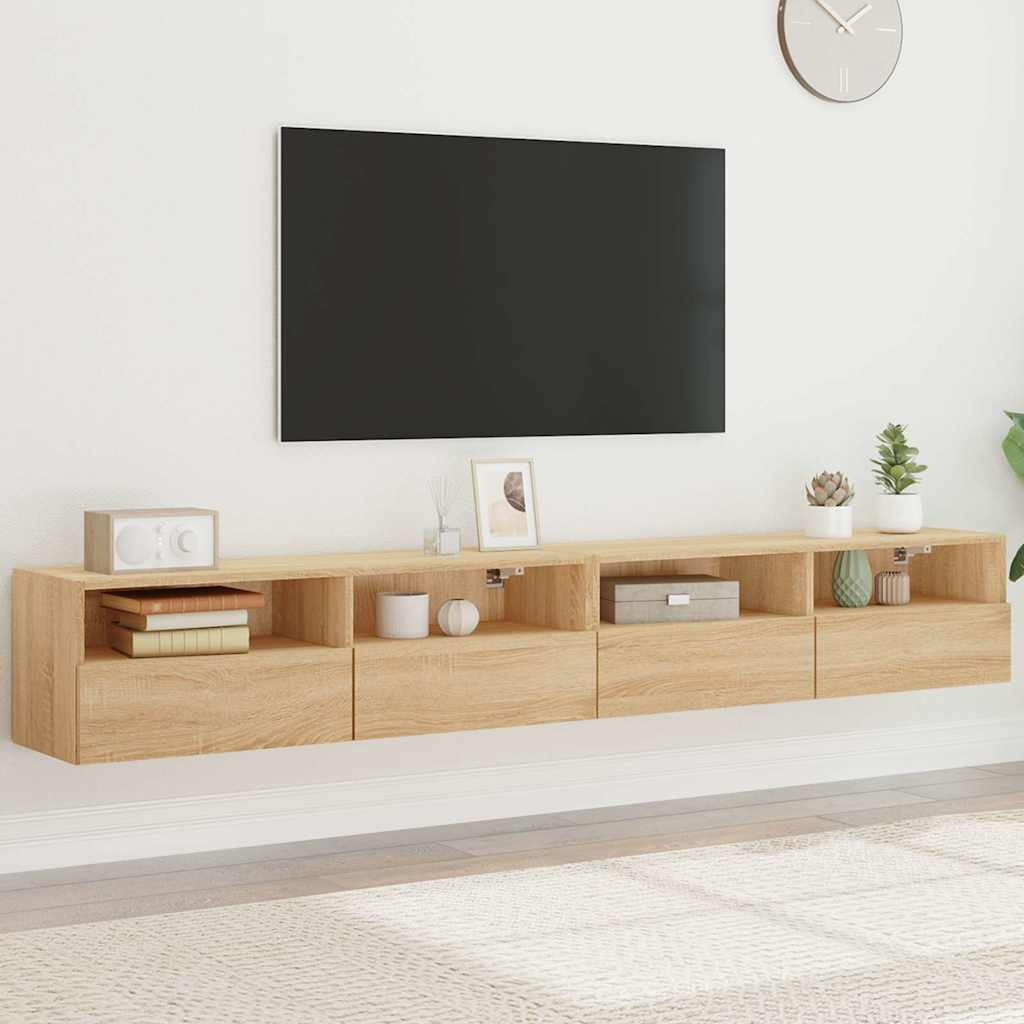 E-shop Multidom TV nástenné skrinky 2ks dub sonoma 100x30x30cm kompozitné drevo