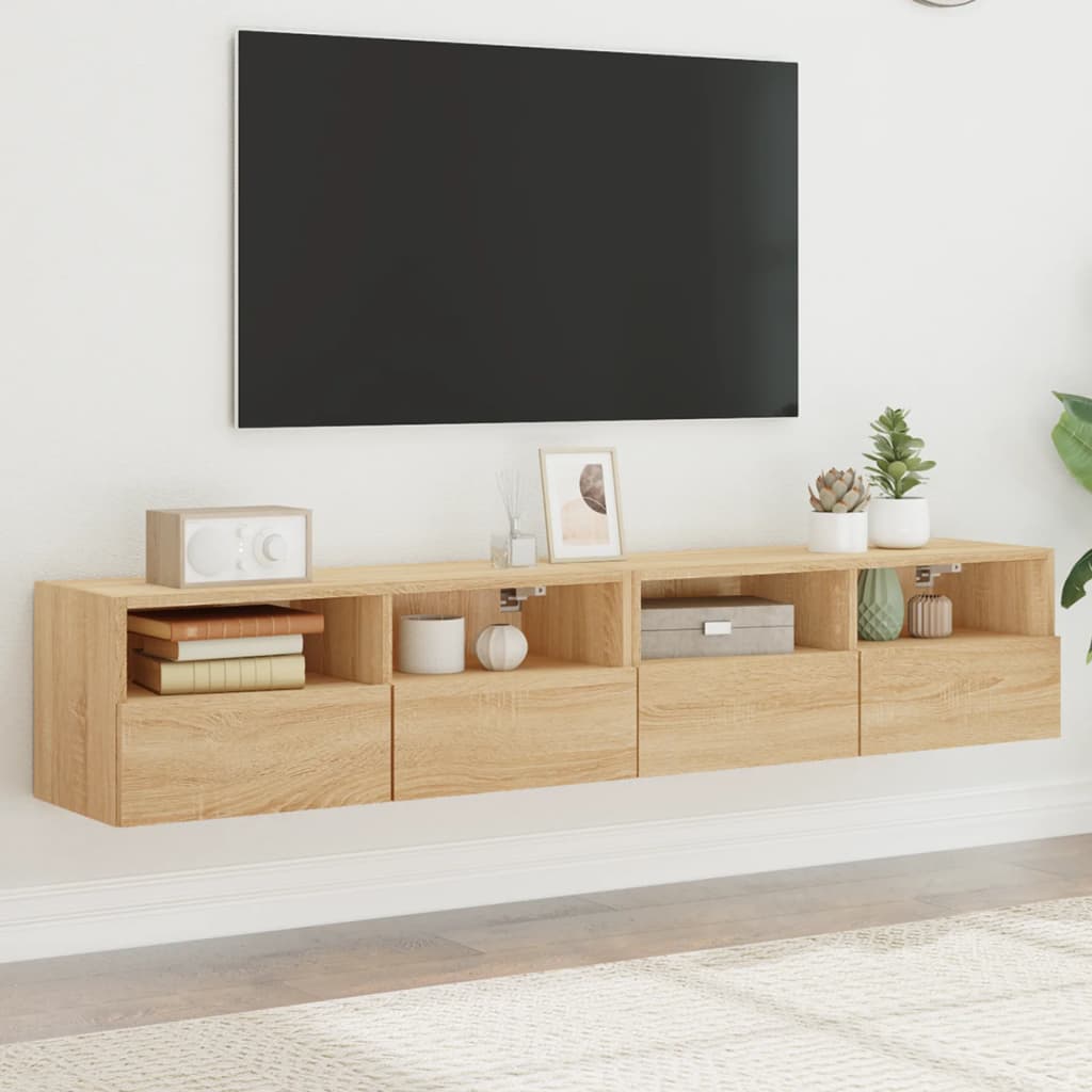 E-shop Multidom TV nástenné skrinky 2 ks dub sonoma 80x30x30cm kompozitné drevo