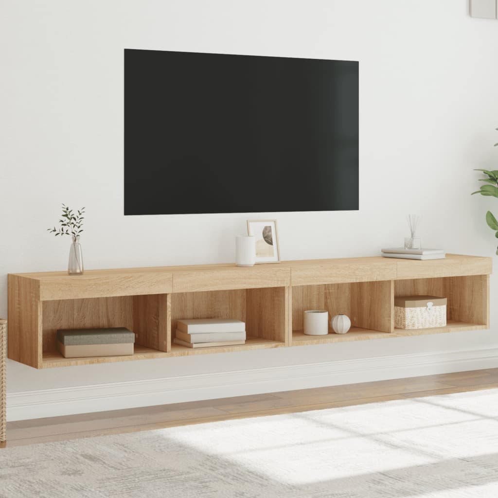 E-shop Multidom TV skrinky s LED svetlami 2 ks dub sonoma 100x30x30 cm