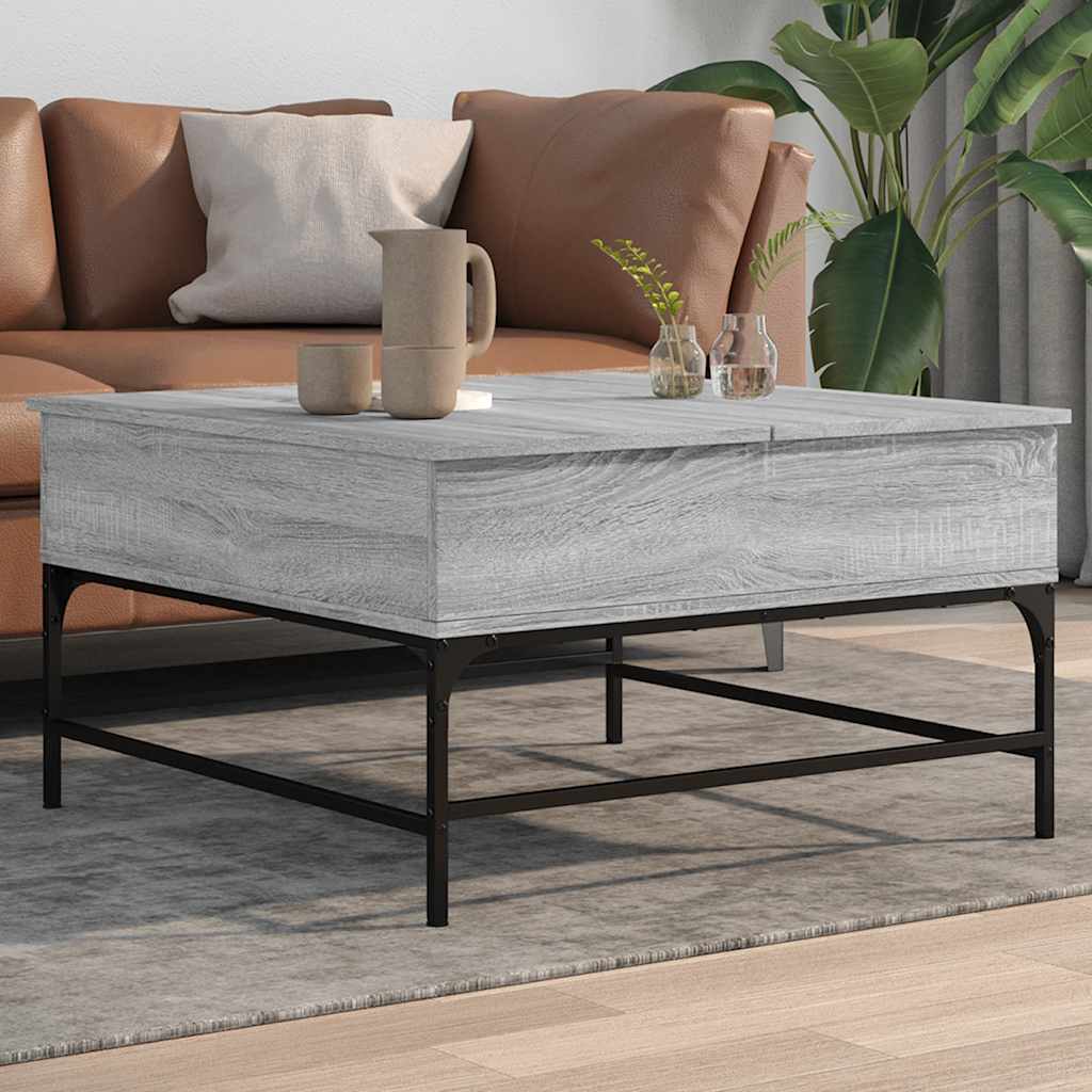 E-shop Multidom Konferenčný stolík, sivá sonoma 80x80x45cm kompozitné drevo+kov