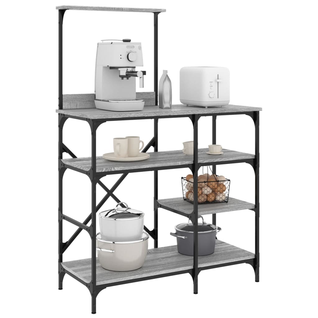 E-shop Multidom Pekárenský regál, sivá sonoma 90x40x132cm, kompozitné drevo+kov