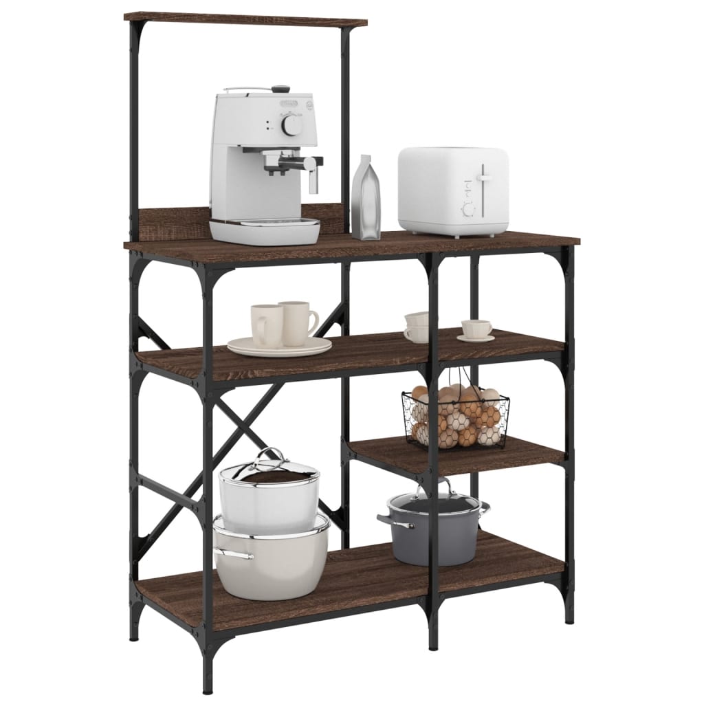 E-shop Multidom Pekárenský regál, hnedý dub 90x40x132 cm, kompozitné drevo+kov