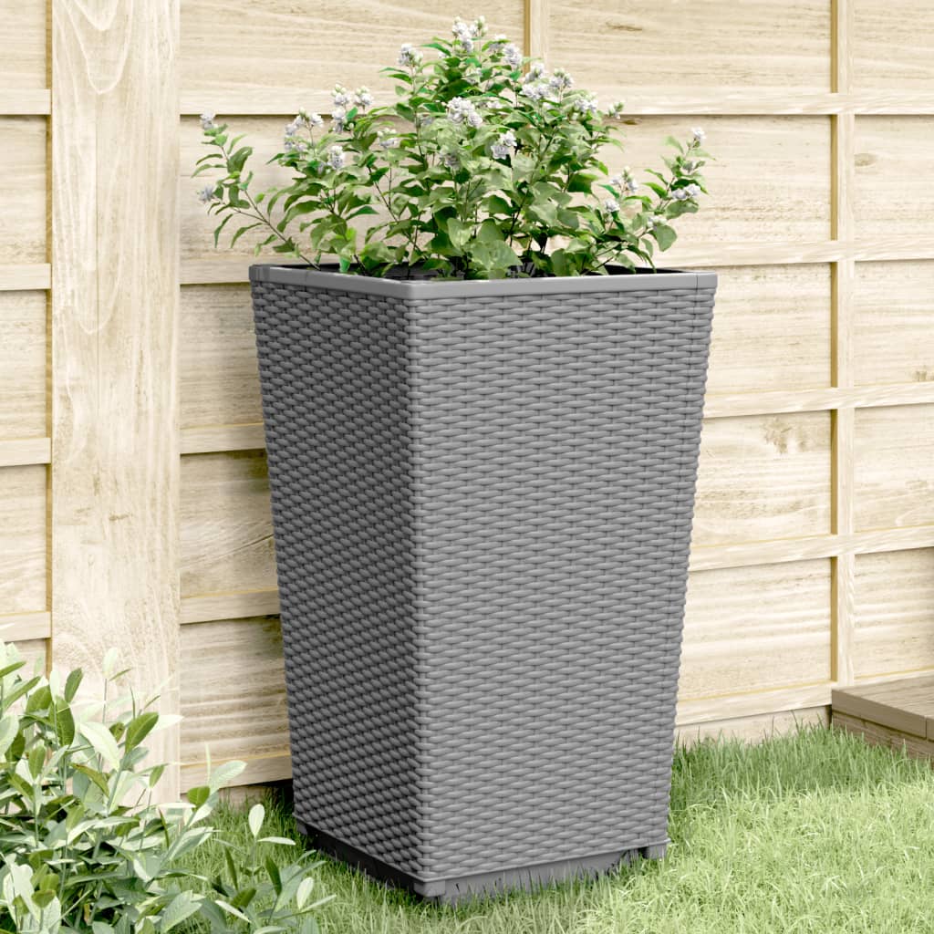 E-shop Multidom Záhradné kvetináče 4 ks, svetlosivé 32,5x32,5x57 cm, PP