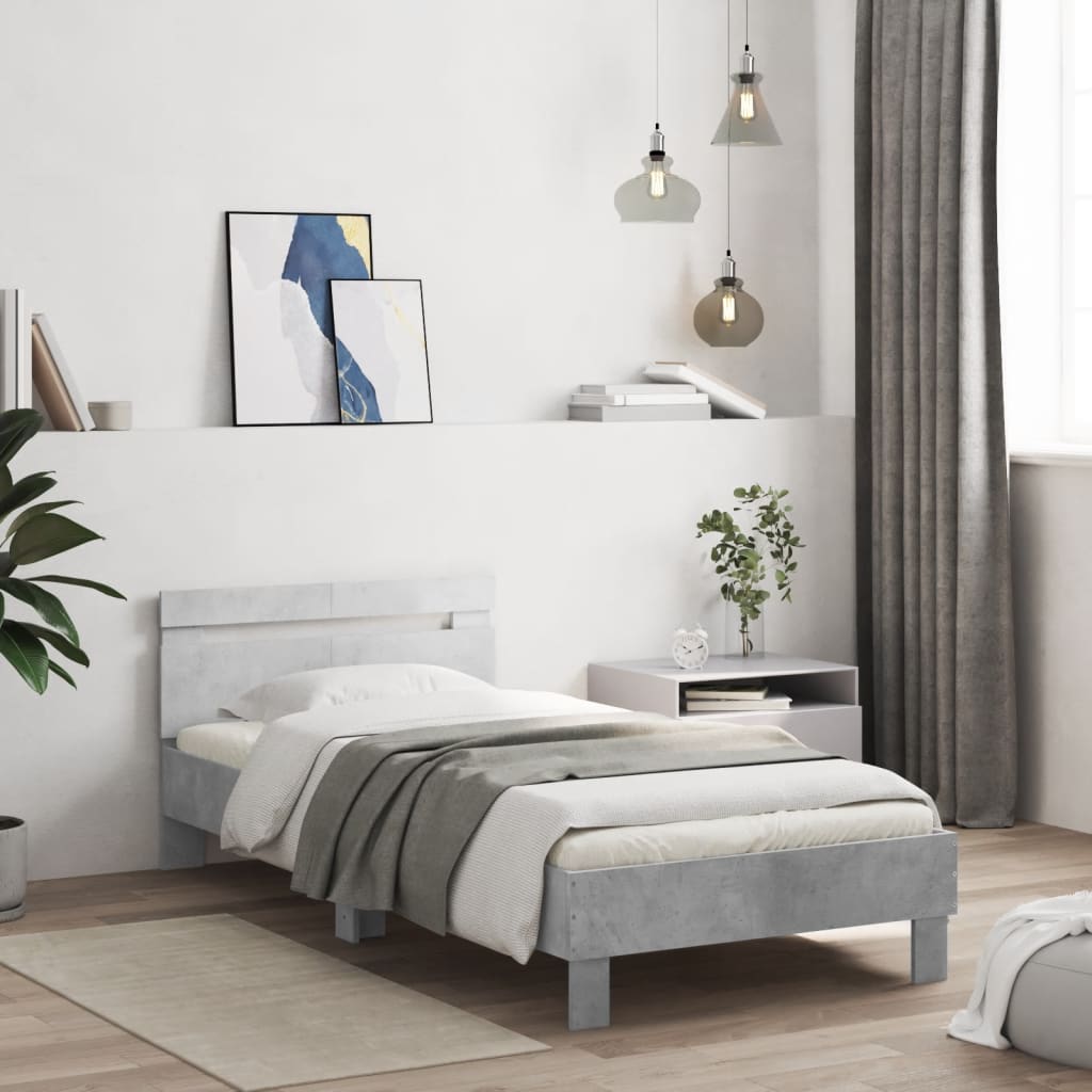 E-shop Multidom Posteľný rám s čelom betónovo sivý 100x200 cm kompozitné drevo