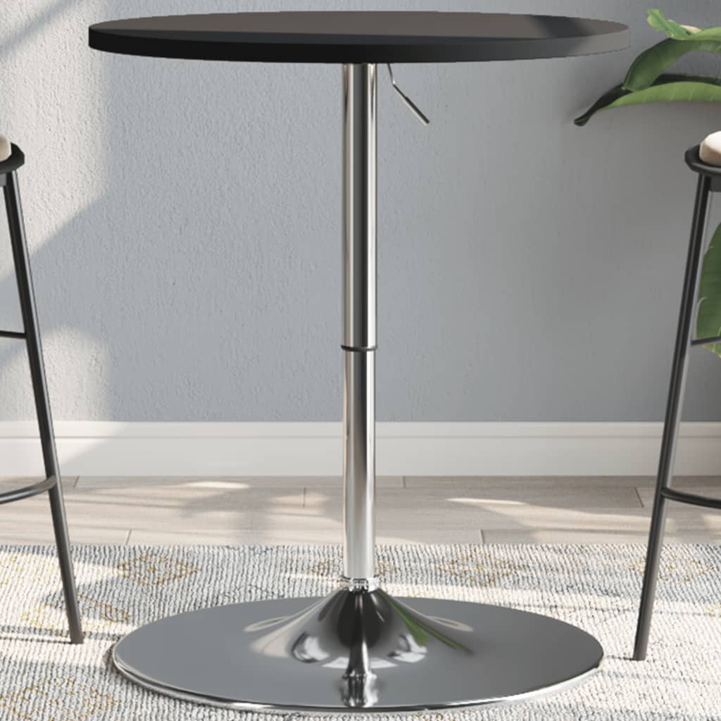 E-shop Multidom Barový stôl čierny 60x60x90 cm kompozitné drevo a chrómov. oceľ