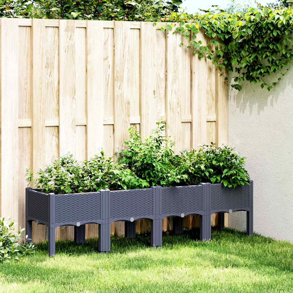 E-shop Multidom Záhradný kvetináč s nohami modrosivý 160x40x42 cm PP