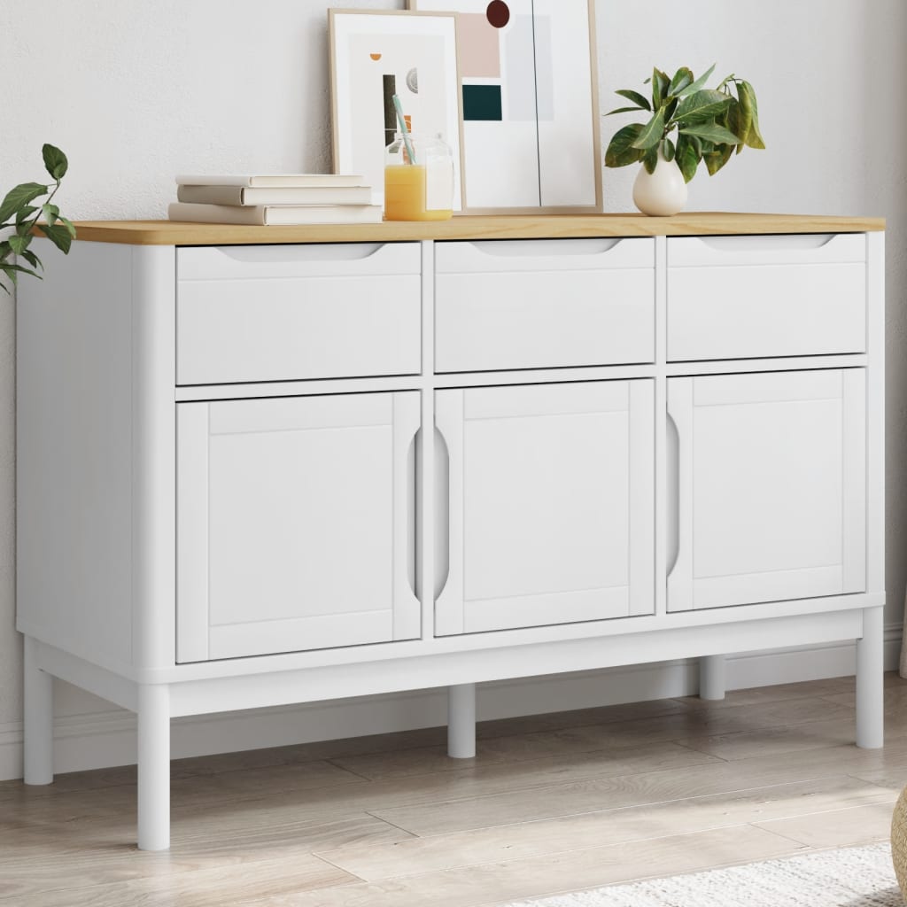 E-shop Multidom Komoda FLORO biela 114x43x74 cm borovicový masív