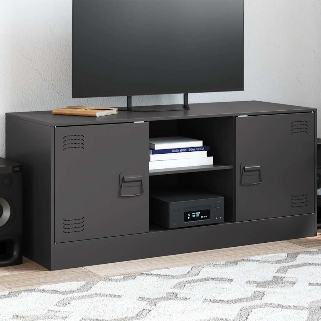 E-shop Multidom TV skrinka čierna 99x39x44 cm oceľ
