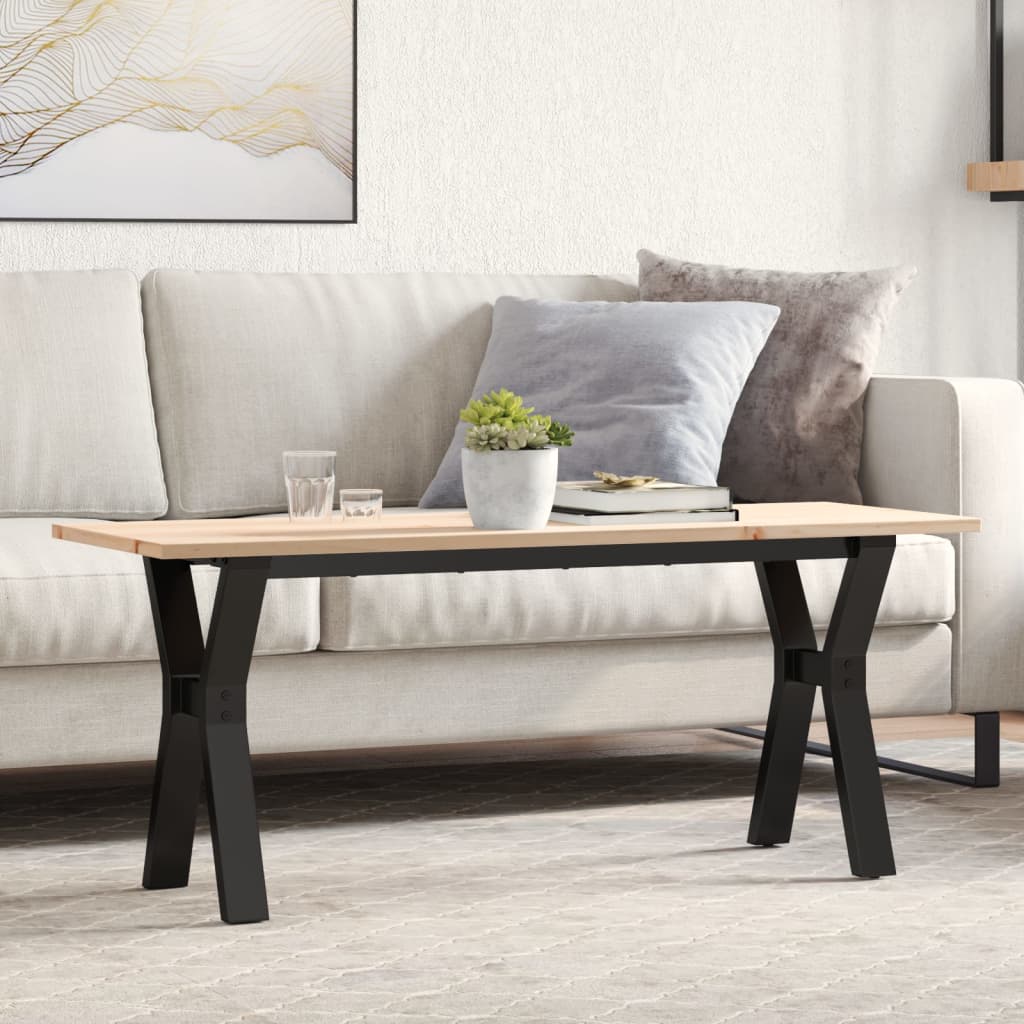 E-shop Multidom Konferenčný stolík v tvare Y 110x40x45 cm borovica a oceľ