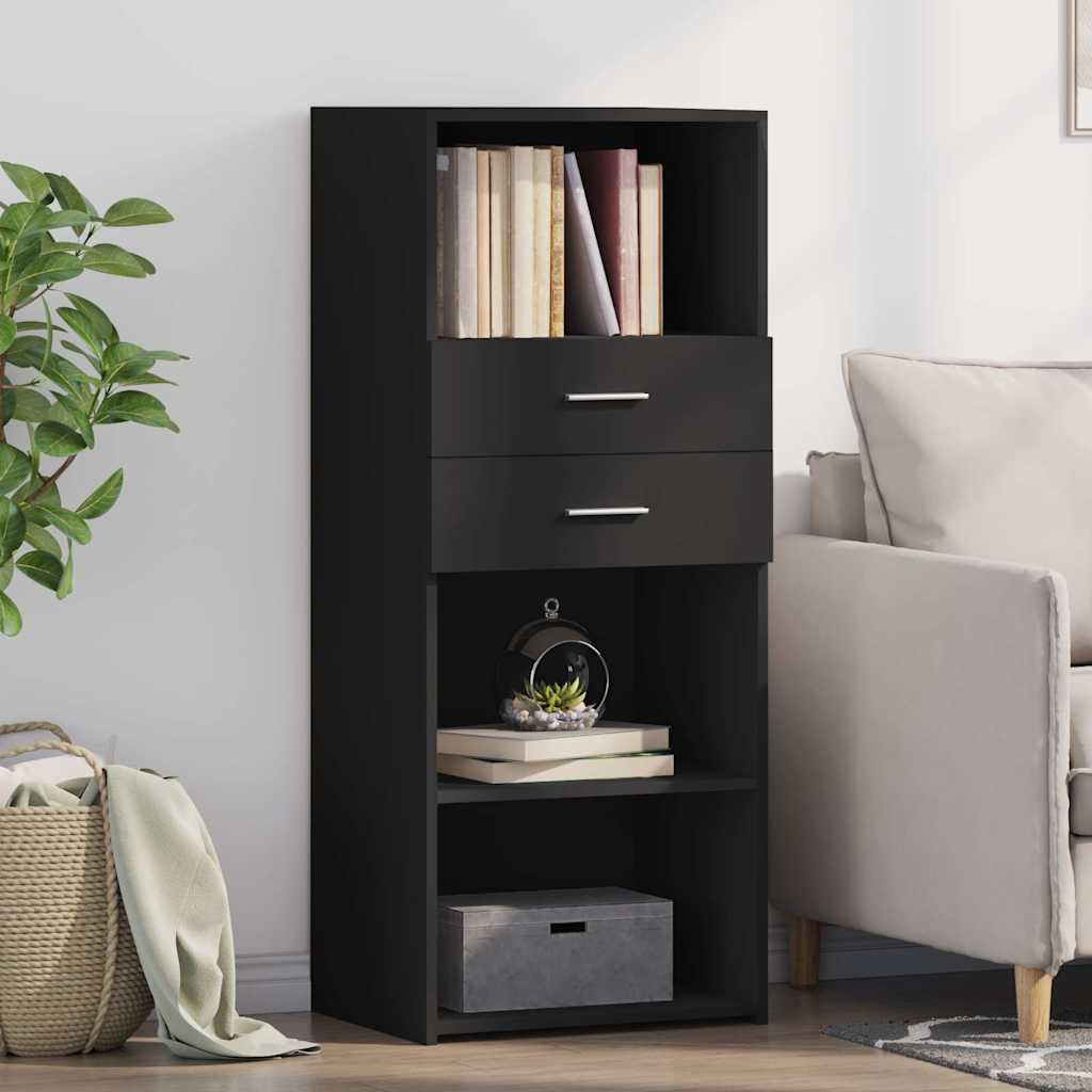 E-shop Multidom Vysoká skrinka čierna 50x42,5x124 cm kompozitné drevo