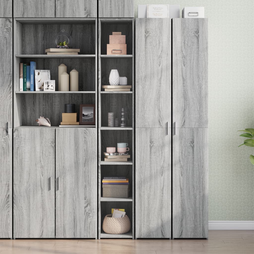 E-shop Multidom Vysoká skrinka sivá sonoma 30x41x185 cm kompozitné drevo