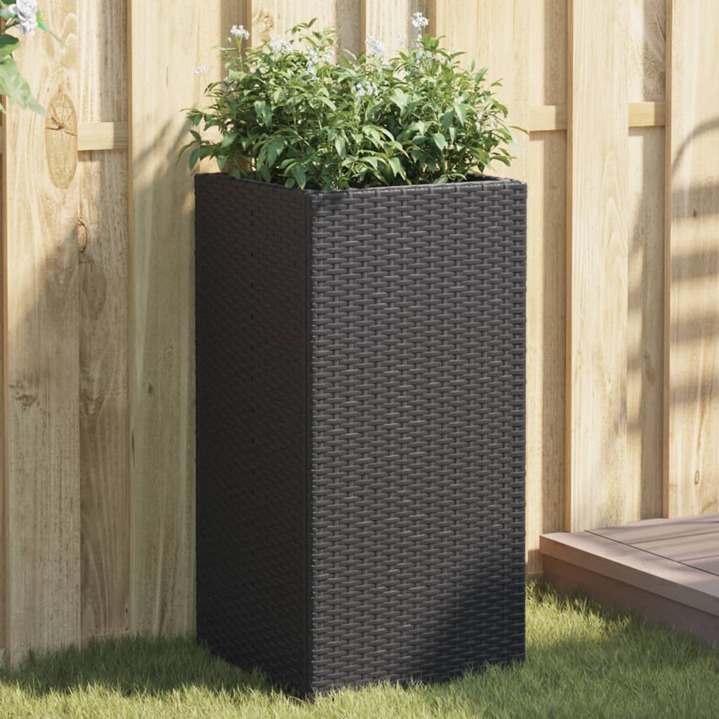 E-shop Multidom Záhradné kvetináče 2 ks čierne 40x40x80 cm polyratan