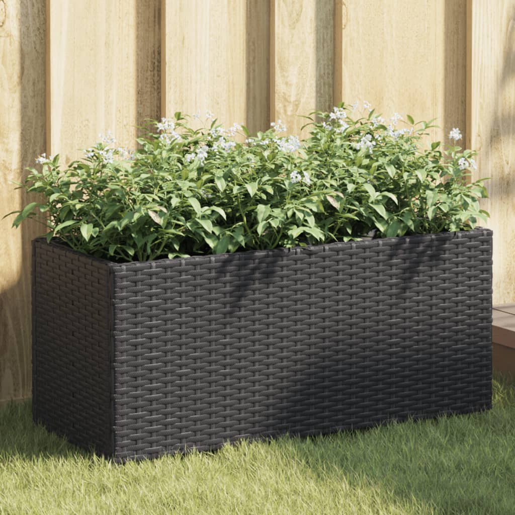 E-shop Multidom Záhradné kvetináče 2 nádoby 2 ks čierne 72x30x32 cm polyratan