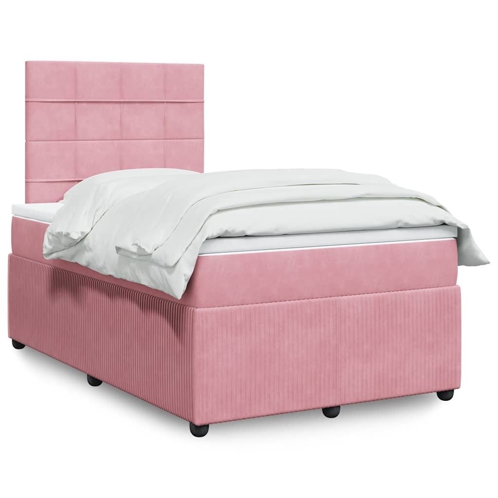 E-shop Multidom Posteľný rám boxsping s matracom ružový 120x200 cm zamat