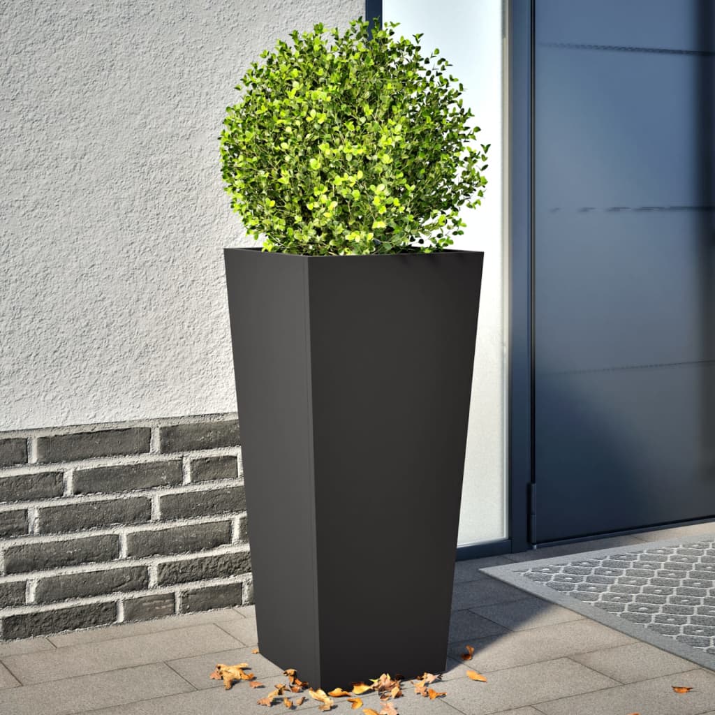 E-shop Multidom Záhradné kvetináče 2 ks, čierne 35x35x75 cm, oceľ